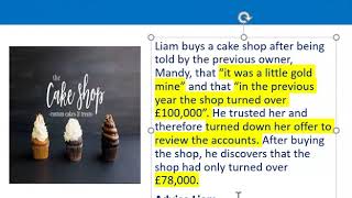 How to apply misrepresentation Liam cupcake scenario [upl. by Almeda]