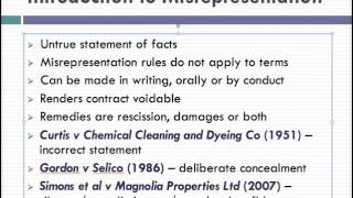 Misrepresentation Lecture 1 of 4 [upl. by Stag109]